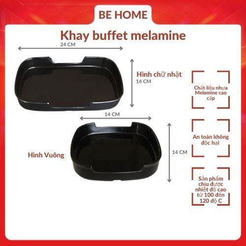 Behome Khay Buffet Melamine Hình Vuông - Đựng Sushi, thịt nướng...