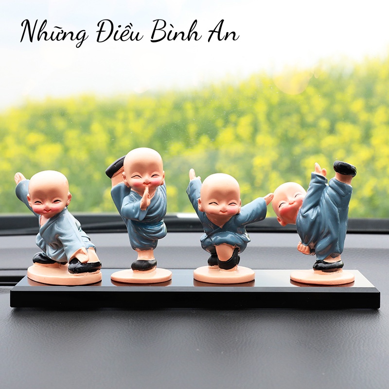 Tượng chú tiểu luyện võ áo xanh KÈM ĐẾ và KEO mang lại an nhiên trong cuộc sống 💕FREESHIP 50k💕 - Những Điều Bình An