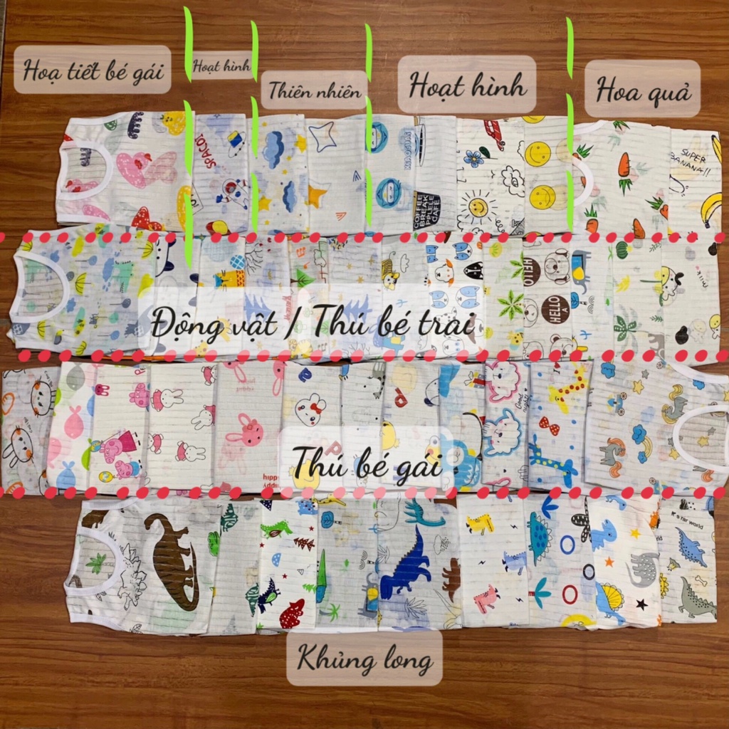 Đồ bộ quần áo ba lỗ cho bé trai và bé gái chất cotton giấy AM245 - quần áo trẻ em từ sơ sinh đến 16kg