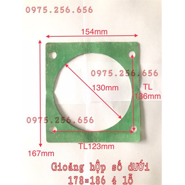 Gioăng Hộp số Dưới 178=186 4 lỗ Phụ tùng máy cày