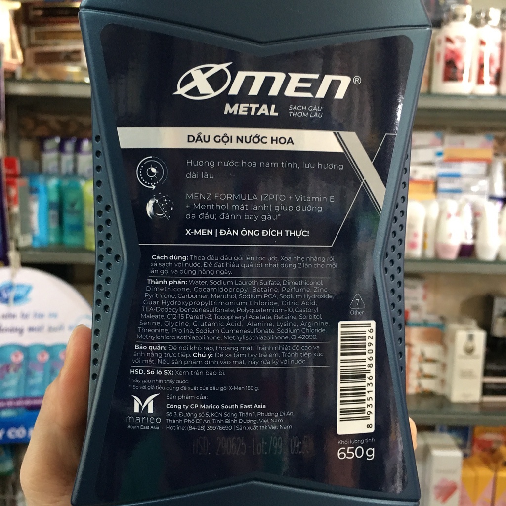 Dầu gội nước hoa X-Men Metal sạch gàu thơm lâu 650g