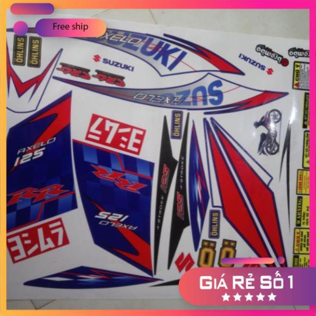 Tem xe Axelo RR trắng xanh