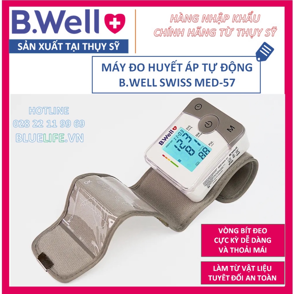 [SIEU SALE] * [SẢN XUẤT TẠI THỤY SĨ] - MÁY ĐO HUYẾT ÁP CỔ TAY CAO CẤP B.WELL SWISS MED-57 - [CHÍNH HÃNG][BẢO HÀNH 5 NĂM