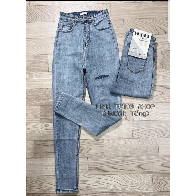 QUẦN JEANS CẠP CAO RÁCH ĐÙI (2 màu) [fs50k]