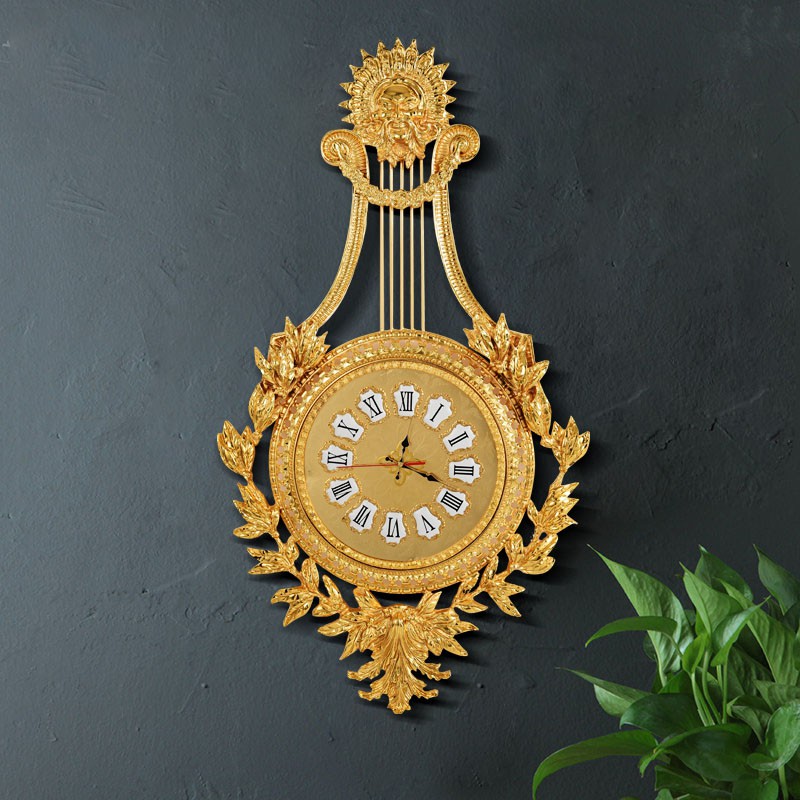 [FREESHIP] Đồng hồ treo tường mang phong cách tân cổ điển sang trọng DHTTV5 - Chất liệu: Đồng mạ vàng 18k
