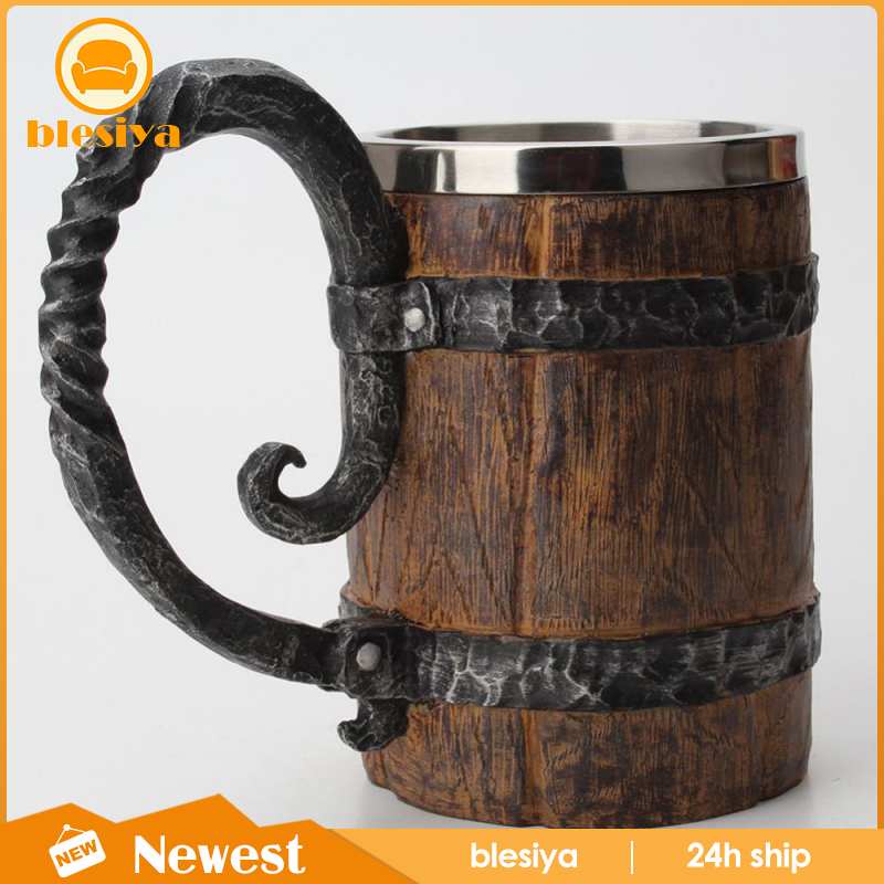 Cốc uống bia bằng gỗ phong cách Viking