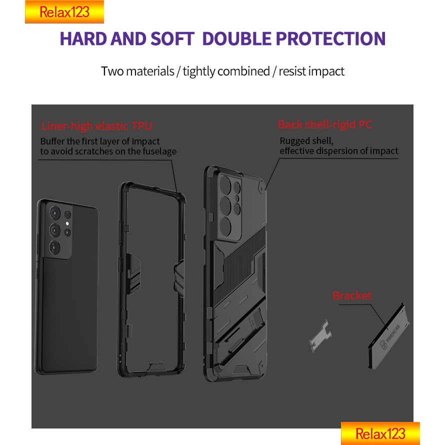 Ốp điện thoại TPU chống trượt bảo vệ camera 360 có giá đỡ cho Samsung S21/S21 Plus / S21 Ultra