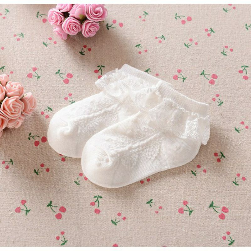 Vớ tất cổ ren Cotton mềm giãn bé gái