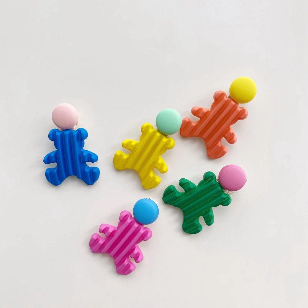 JARRED Kẹp Tóc Màu Kẹo Hình Gấu Hoạt Hình Dễ Thương Phong Cách Hàn Quốc Cho Nữ