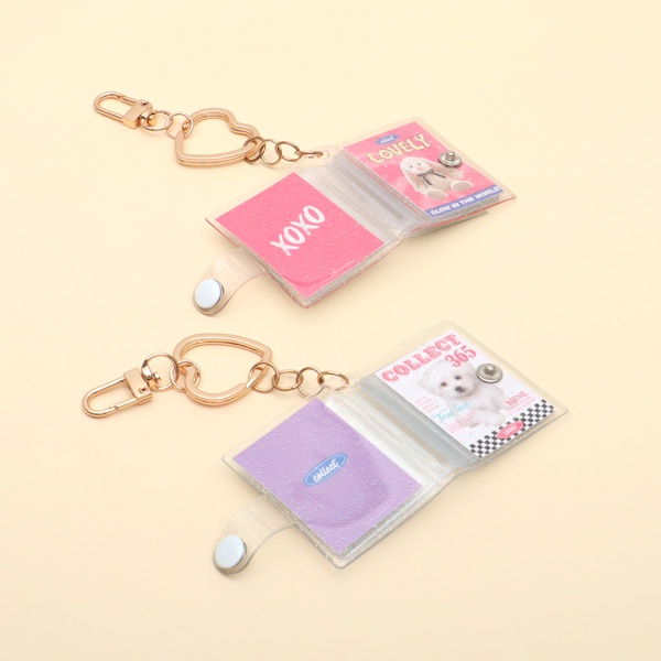DAISO Collect Book Sách sưu tầm 8/16 thẻ ảnh có móc khóa màu hồng/đen dễ thương cho bé