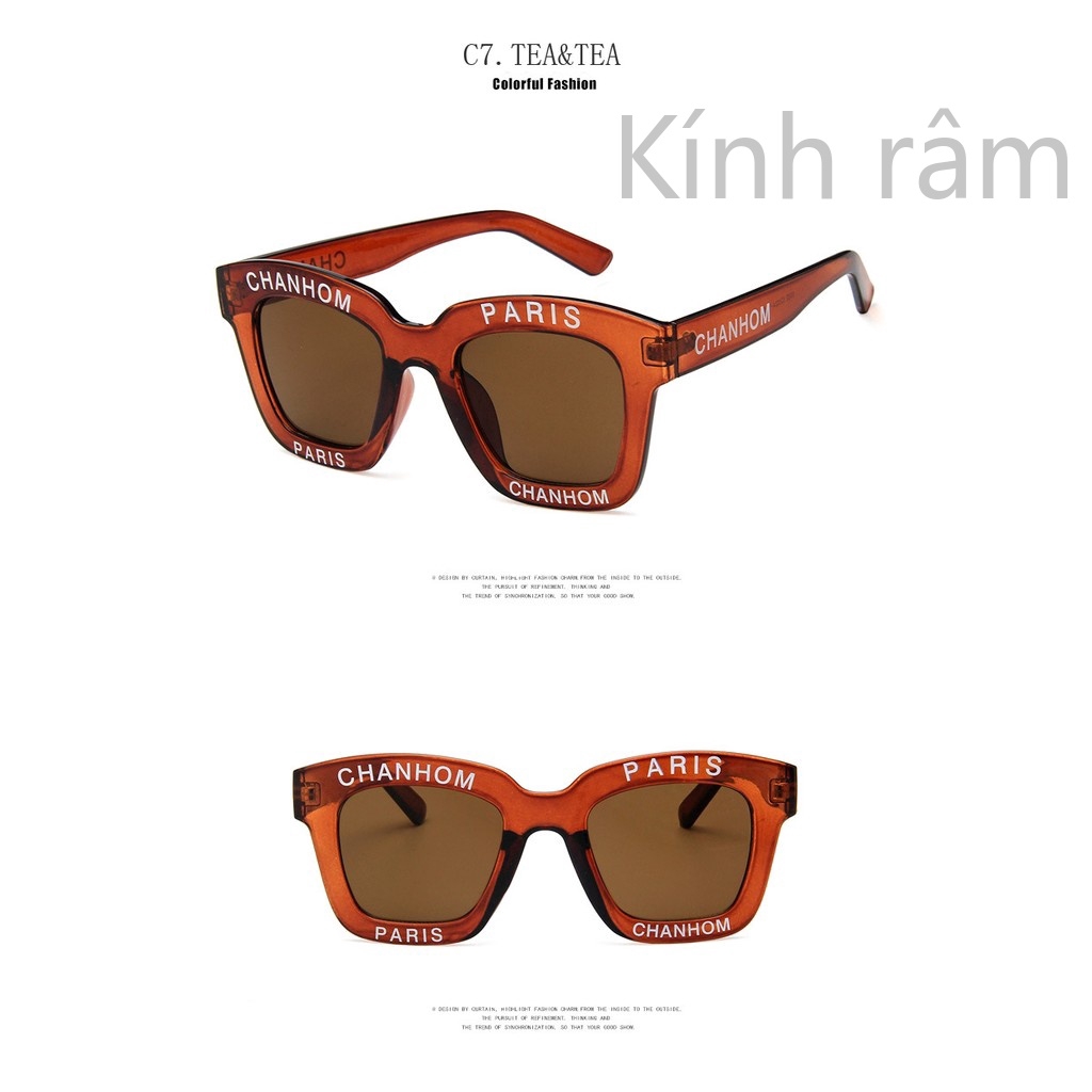 Kính mát vuông gọng kim loại phong cách retro