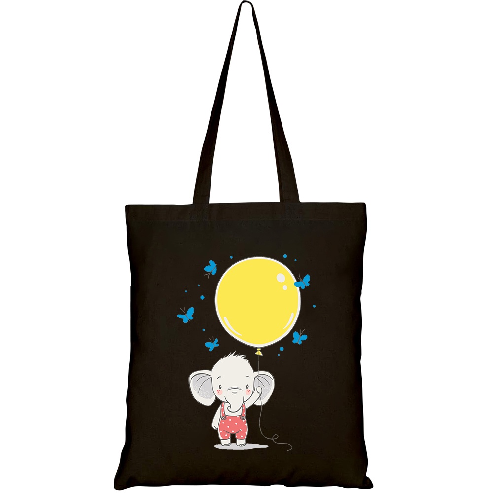 Túi vải tote canvas HTFashion in hình voi con chơi bóng HT250