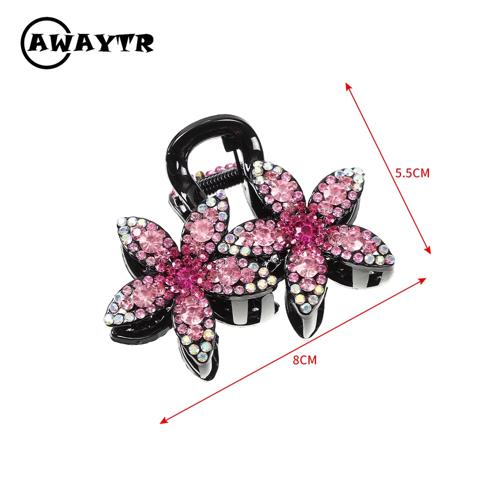 Kẹp Tóc Hình Hoa Đính Đá Hai Lớp Màu Sắc Thanh Lịch Phong Cách Retro Hàn Quốc Dành Cho Nữ