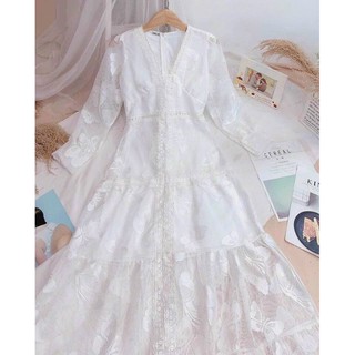 ĐẦM MAXI REN CỔ V