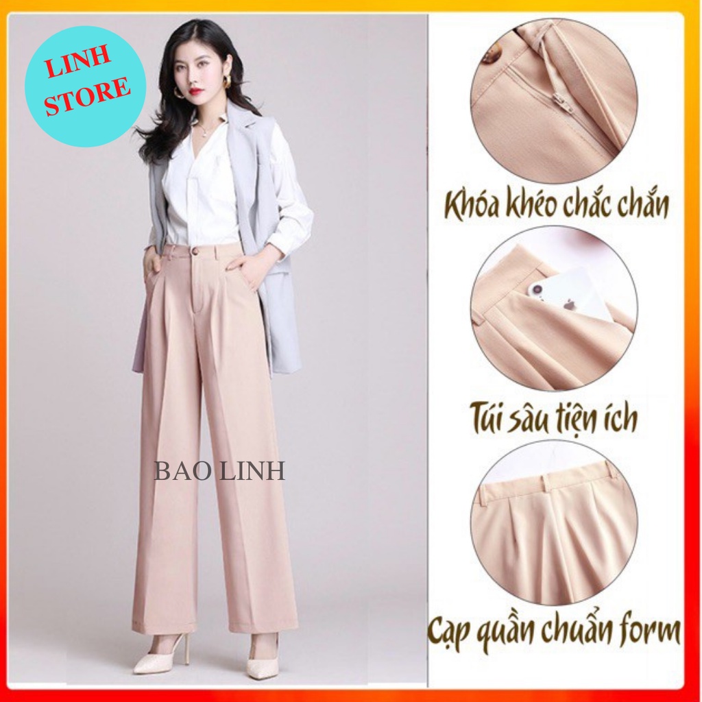 Quần Suông Ống Rộng Nữ Lưng Cao LINH STORE Công Sở Chất Liệu Tuyết Mưa Vitex Mặc Đi Làm Đi Học