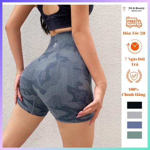 Quần tập gym nữ đùi NAQIYAYABEI chính hãng Rằn Ri, quần đùi thể thao nữ dệt kim cao cấp co giãn đa chiều QDG01
