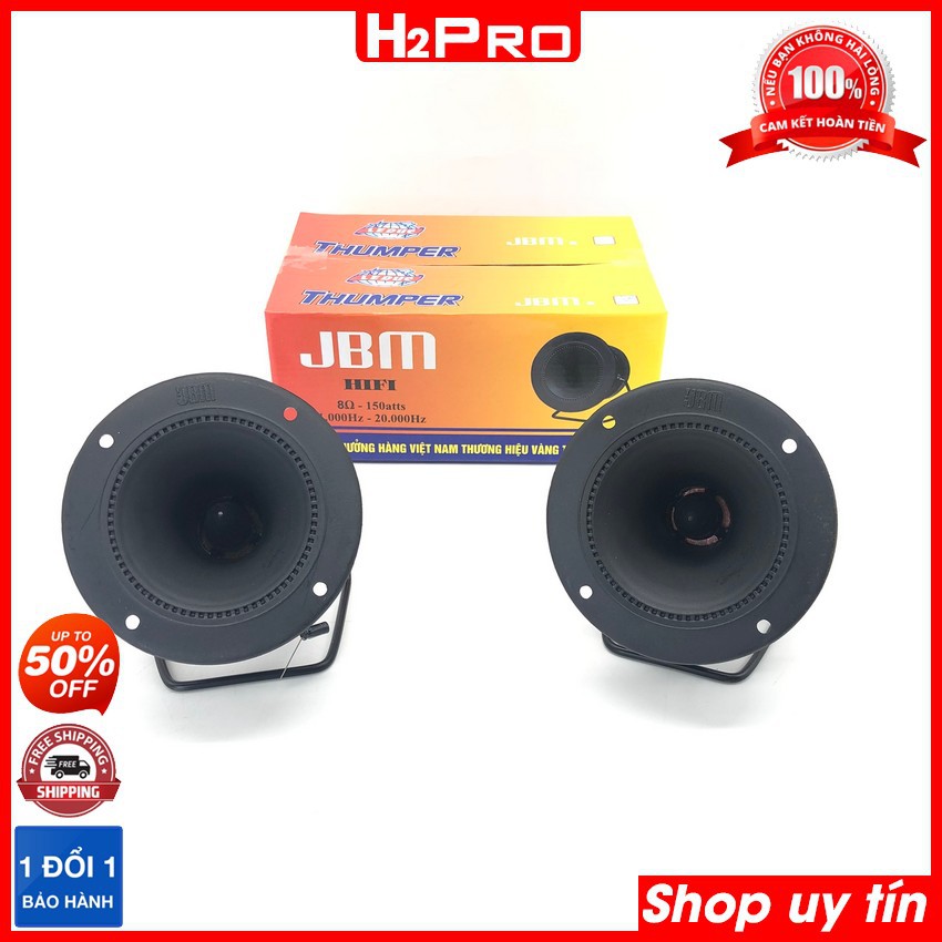 Đôi loa treble kèn Thumper H2Pro 150W-8 ôm-từ 80 (2 loa), cao cấp (tặng tụ 20K, hàn sẵn tụ vào loa) - Mặt tròn)