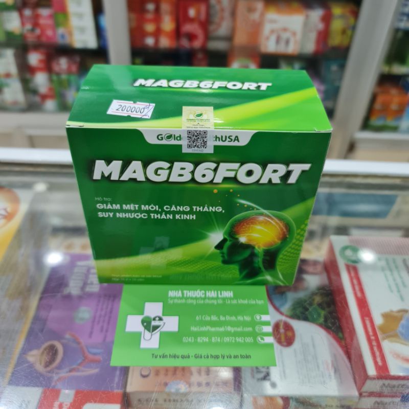 Viên uống Magie B6 Magb6fort Golden Health ⚡ Tặng quà ⚡ Hộp 100 viên Giảm mệt mỏi, Căng thẳng, Suy nhược thần kinh