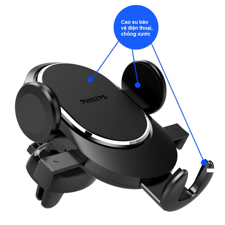 Giá đỡ điện thoại cao cấp Philips DLK3421N 2 trong 1 ( Kẹp hốc gió và gắn trên taplo) - HÀNG CHÍNH HÃNG