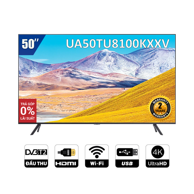 [Mã SAMAPR giảm 5% đơn 4TR5] Smart Tivi 4K UHD Samsung 50 inch UA50TU8100KXXV - Miễn phí lắp đặt