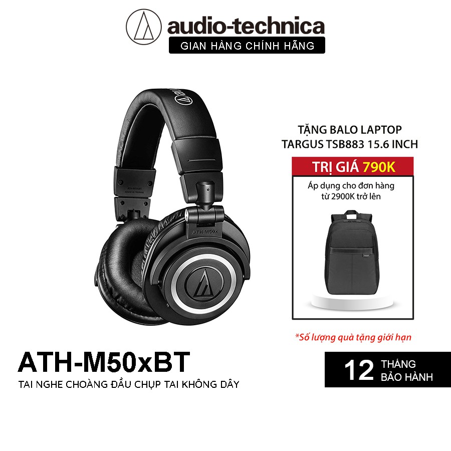 Tai Nghe Bluetooth Chụp Tai Over-ear Audio Technica ATH-M50xBT Thời Lượng Pin 40H - Hàng Chính Hãng