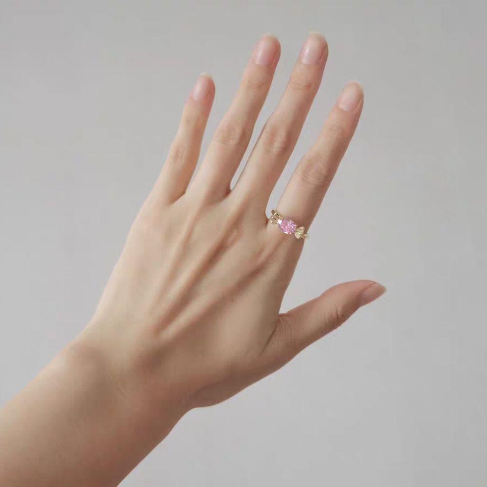 Nhẫn Hở Y2K Bằng Kim Loại Màu Hồng Thiết Kế Độc Đáo Thời Trang Cho Nữ
