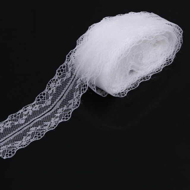 Set 10 mét ruy băng ren trắng 4cm
