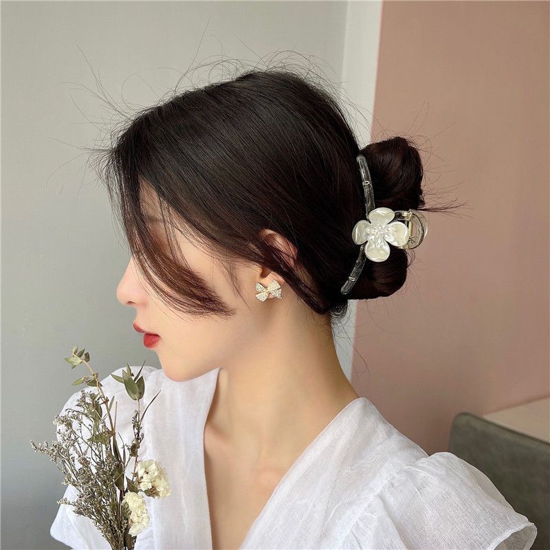 Kẹp tóc càng cua đính hoa đá - Kẹp tóc Hàn Quốc dễ thương xinh xắn sang trọng ZAZA accessories