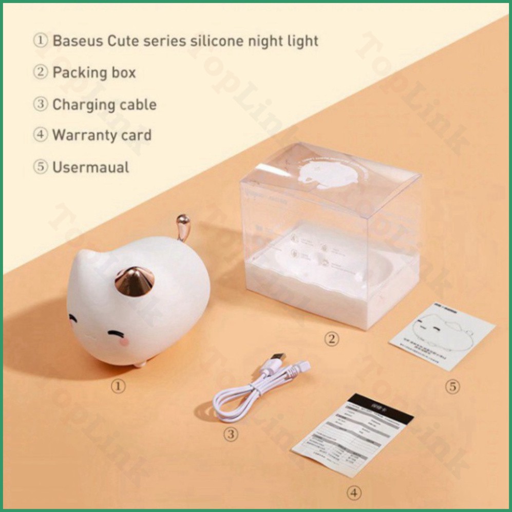[TopLink] Đèn LED, Đèn Ngủ Hình Thú Dễ Thương Baseus Cute Series Silicone Night Light Với Dung Lượng Pin 1100mah, Cảm Bi