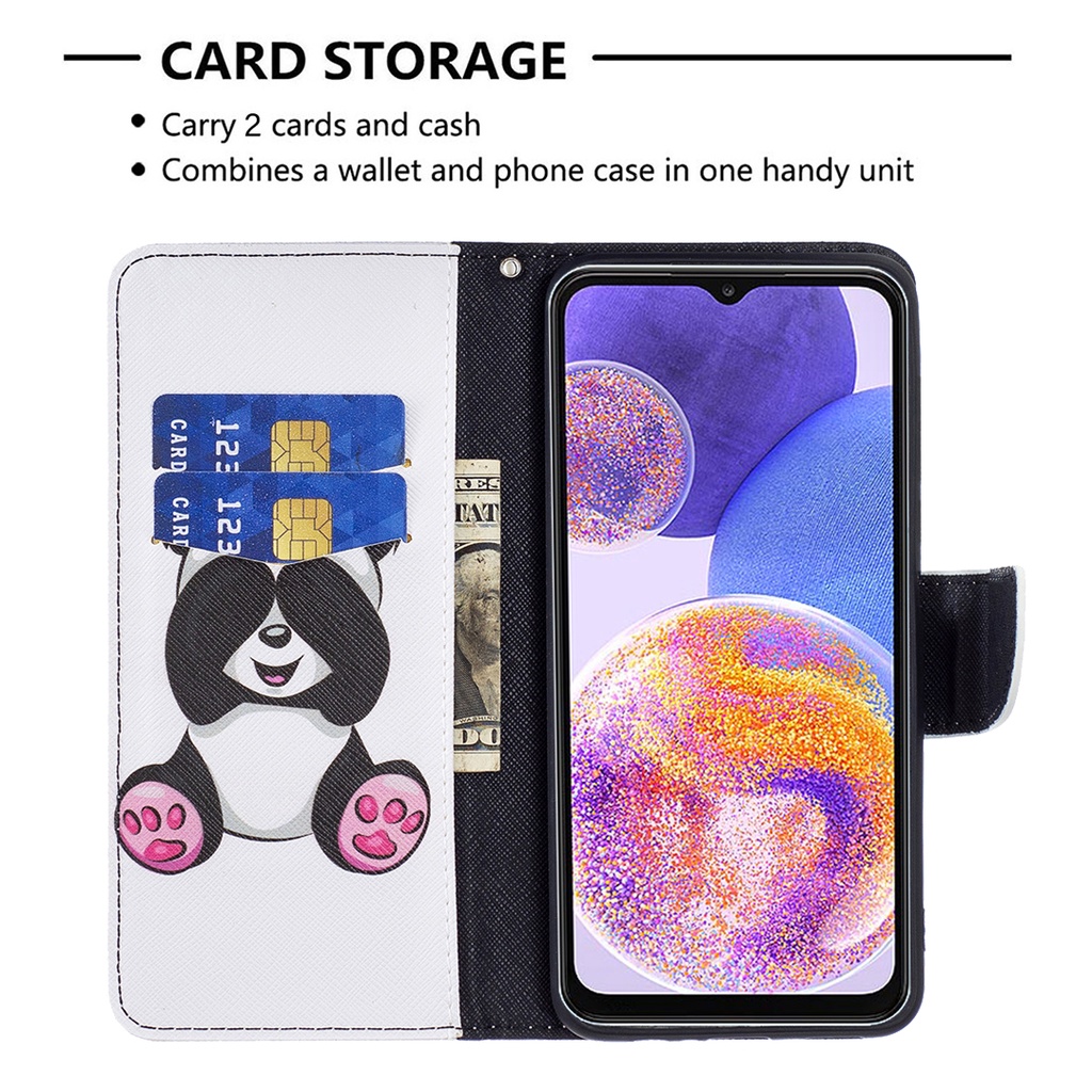 Mới Bao Da PU Điện Thoại Nắp Lật Nam Châm Kiêm Ví Đựng Thẻ Vẽ Họa Tiết Cho Samsung Galaxy A23 A33 A53 A73 A52S A52 5G