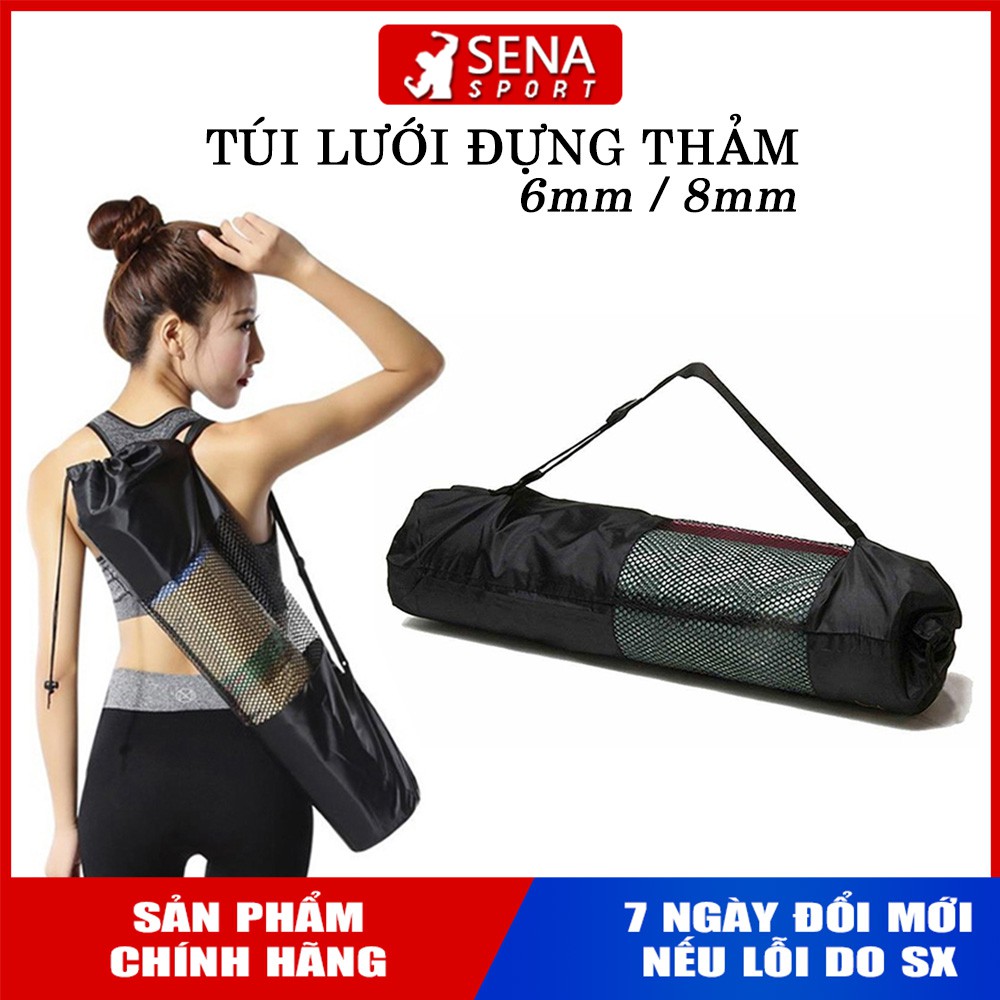 (Sỉ &amp; lẻ) Túi lưới có dây đeo đựng thảm Yoga - Loại 6mm &amp; 8mm