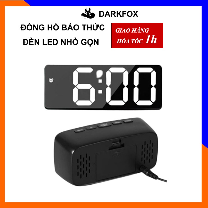 Đồng hồ báo thức đèn LED nhỏ gọn để bàn tích hợp gương 3 chế độ hiển thị, 2 chế độ sạc nhiều kiểu dáng - DHL01