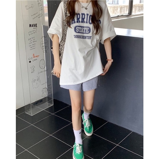 Áo thun tay lỡ form rộng in chữ STATE dể thương