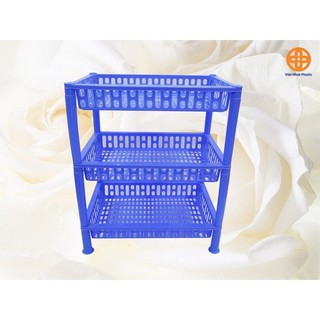 Kệ úp bát Việt Nhật, 2 tầng 3 tầng màu xanh chắc chắn, tiện dụng giá rẻ, kệ Indo