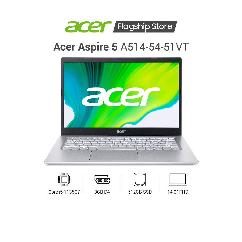 [ELGAME10 giảm 10% tối đa 2TR] Laptop Acer Aspire 5 A514-54-51VT i5-1135G7| 8GB RAM | 512GB SSD | Intel Iris Xe| 14 FHD