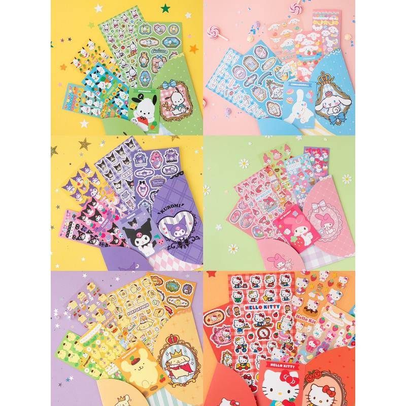 Bộ 5 Tấm Sticker Dán Trang Trí Laptop In Hoạt Hình Sanrio mymelody Kuromi Cinnamoroll Dễ Thương