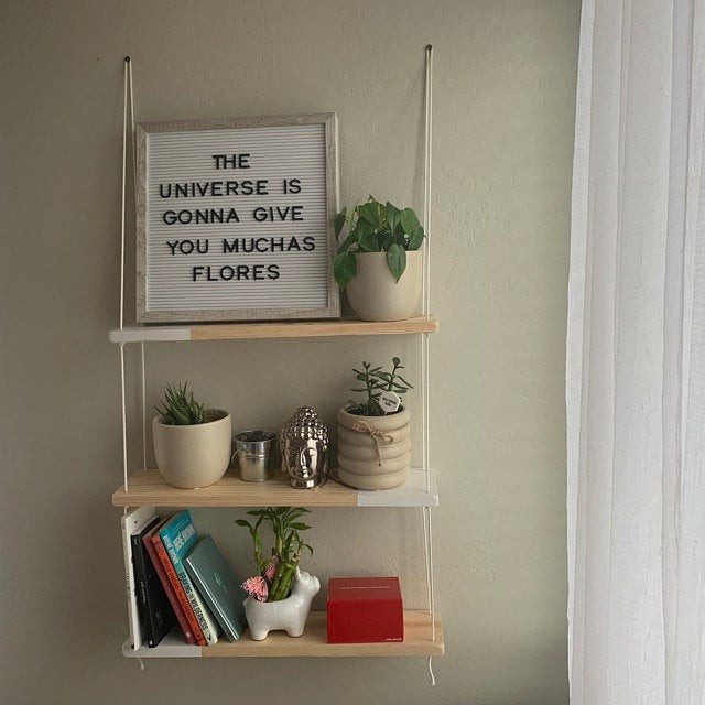 Kệ treo 3 tầng decor trang trí nhà cửa để đồ lưu niệm cây cảnh mini gỗ thông tự nhiên kích thước 10x30cm