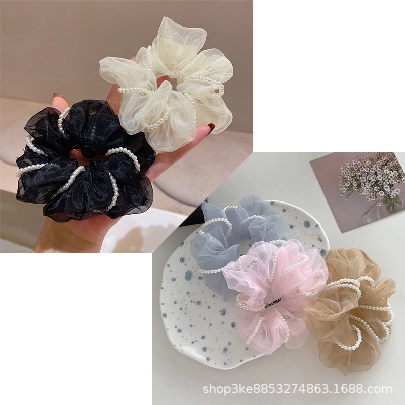 Dây Cột Tóc Co Giãn Đính Ngọc Trai Xinh Xắn Theo Phong Cách 2022