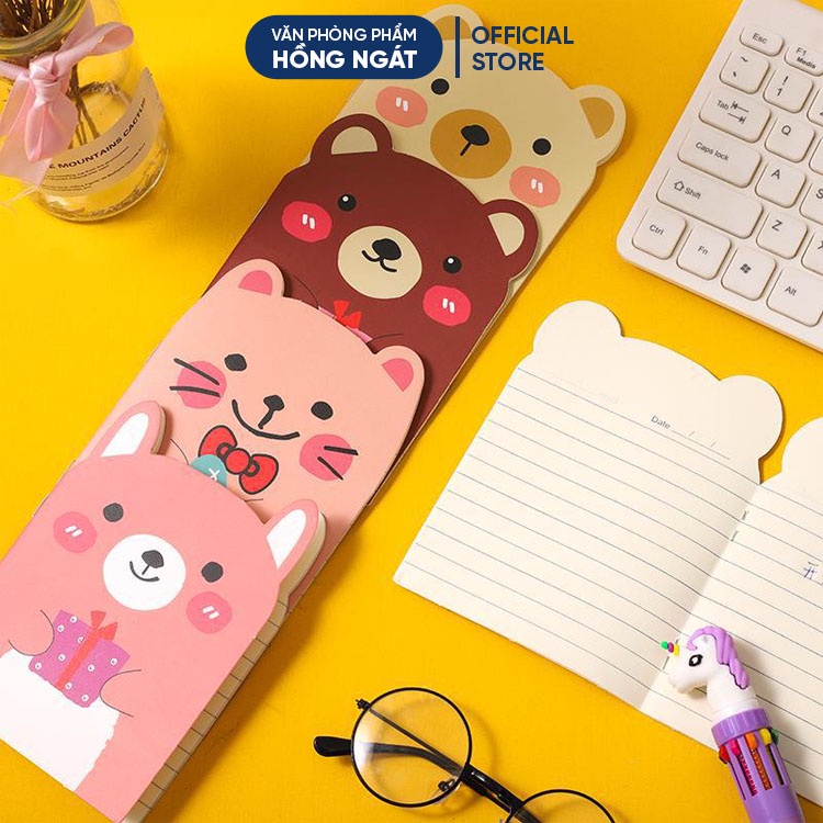 Sổ tay cute hình gấu, set 10 quyển sổ tay ghi chú mini cute dễ thương giá rẻ kẻ ngang đẹp nhỏ gọn bỏ túi S01