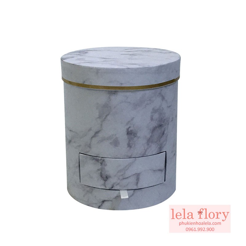Hộp trụ ngăn kéo vân đá cắm hoa, đựng quà - THH0043