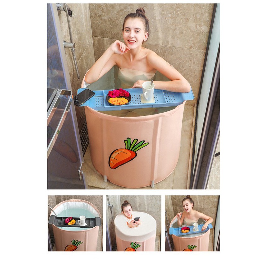 Bồn tắm gấp gọn dành cho người lớn, chất vải Oxford dày dặn chống thấm, cách nhiệt lên đến 3 giờ, kích thước 120x55x50cm