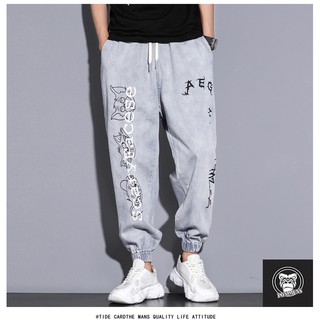 [Hàng Loại 1] Quần jean jogger nam nữ tom and jerry bó gấu lưng chun phong cách Hàn Quốc hot trend 2020