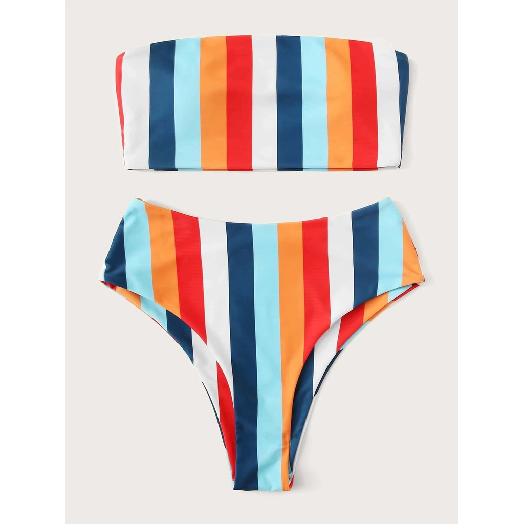 Bộ Bikini 2 Mảnh Lưng Cao Thời Trang Đi Biển Ngọt Ngào Cho Nữ