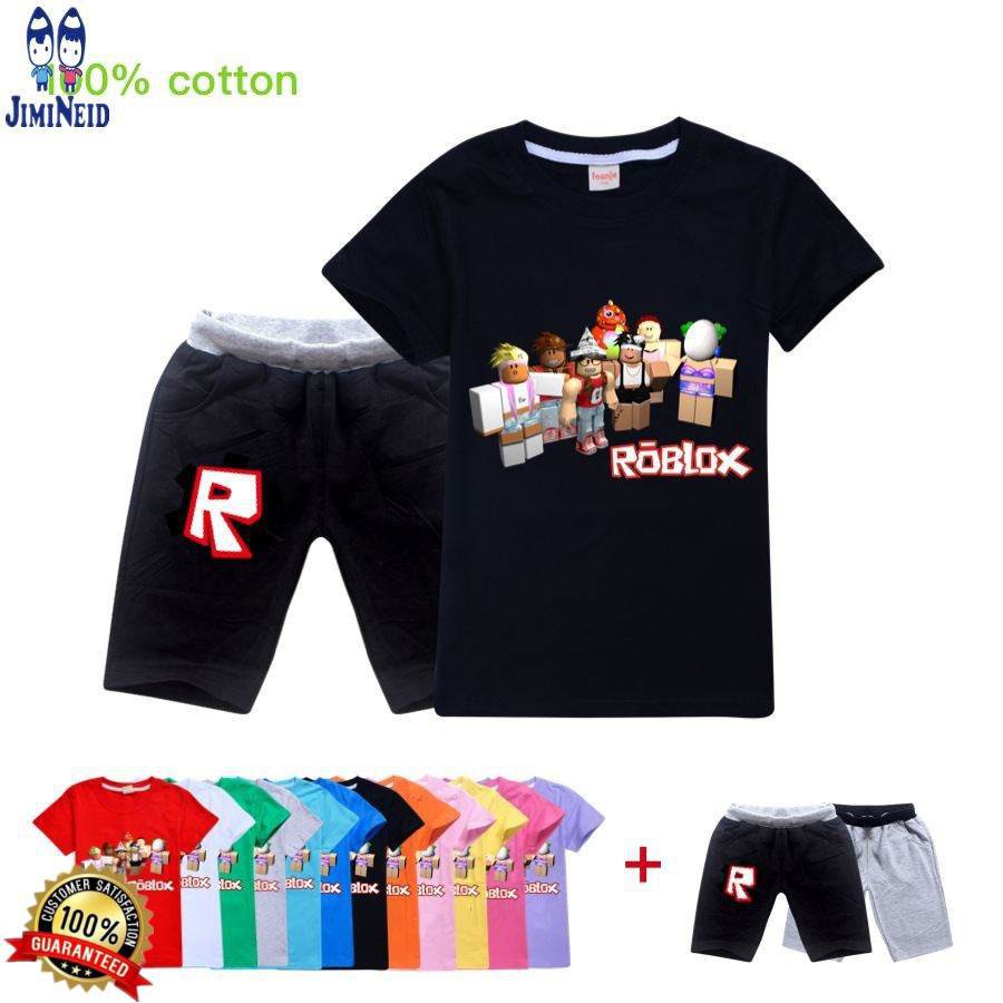 【JD】Summer Hot ROBLOX sale boys fashion suits Short-sleeved cotton T-shirt + shorts 2-piece set