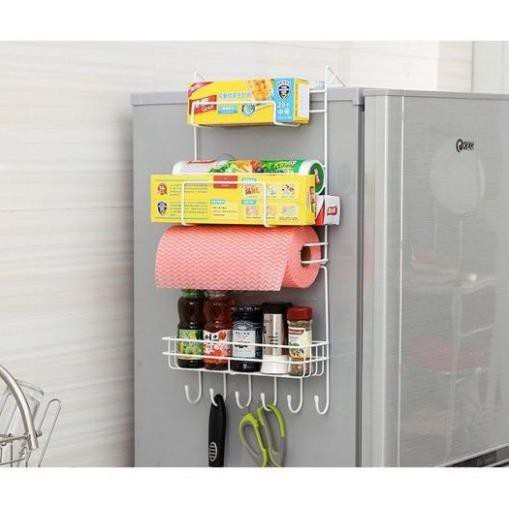 Giá Để Đồ Treo Cạnh Tủ Lạnh Chất Liệu Inox Chắc Chắn, Tiết Kiệm Không Gian, Không Lo Trầy Xước Bề Mặt Tủ