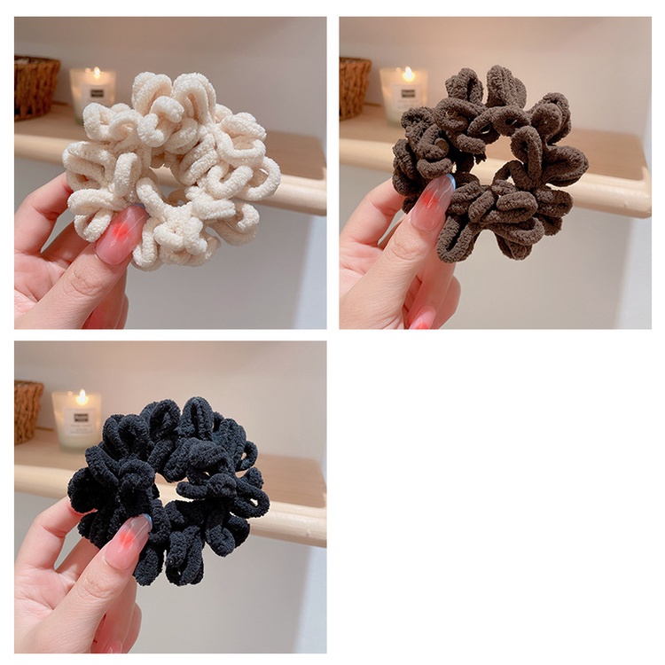 Dây buộc tóc scrunchies phong cách hàn quốc, dây chun cột tóc màu nâu, đen, trắng
