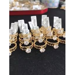 Nhẫn Nữ Vàng 18K ( kim tiền gắn hạt xoàng ) kim cương - đeo đi tiệc đi chơi làm công sở cực sang chảnh và quý phái