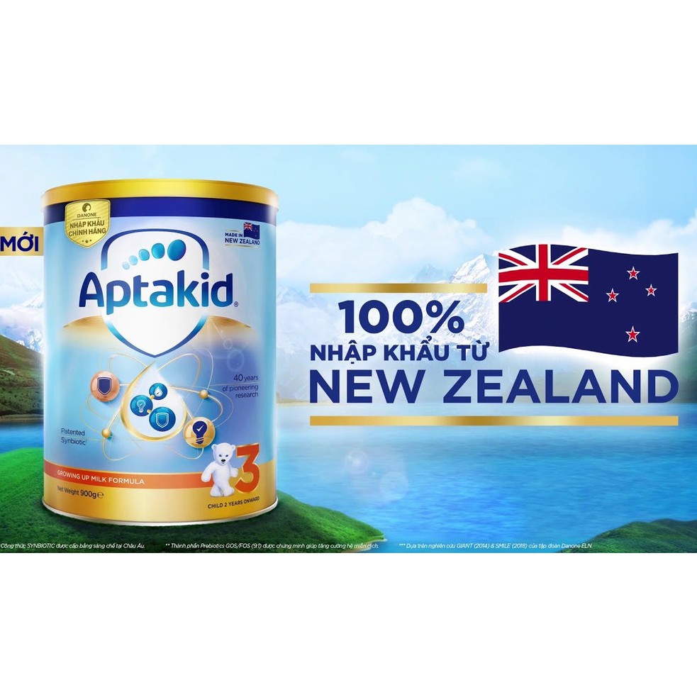 Sữa bột Aptakid New Zealand hộp thiếc (900g/lon) cho bé từ 2 tuổi