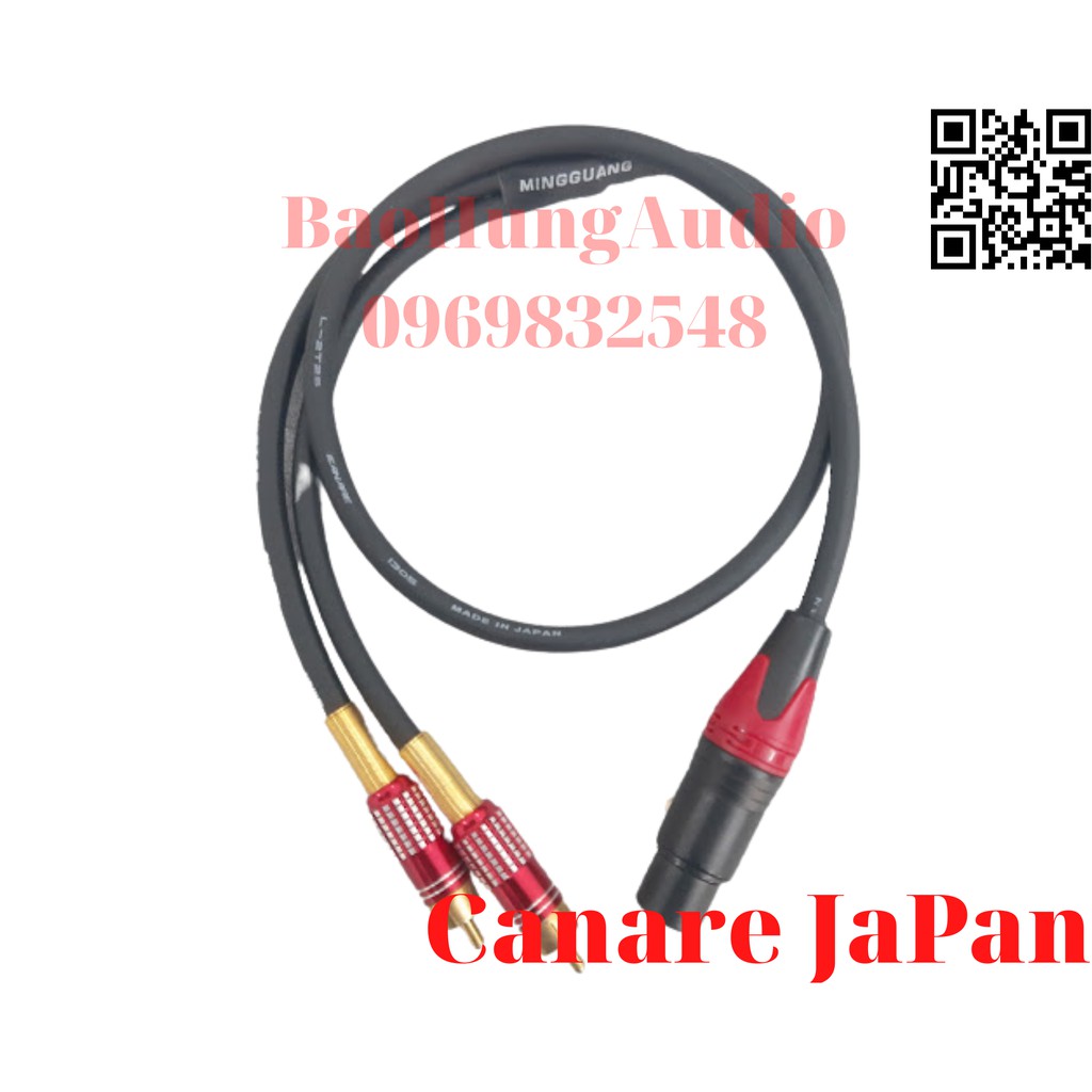 Dây cáp tín hiệu canon cái ra 2 đầu av, bông sen, rca hàng nhập khẩu chính hãng thương hiệu Canare made in JAPAN