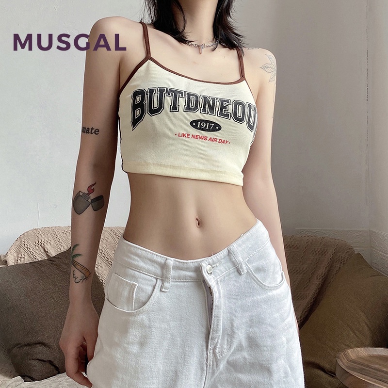 Áo Croptop Hai Dây In Chữ Thời Trang Cho Nữ